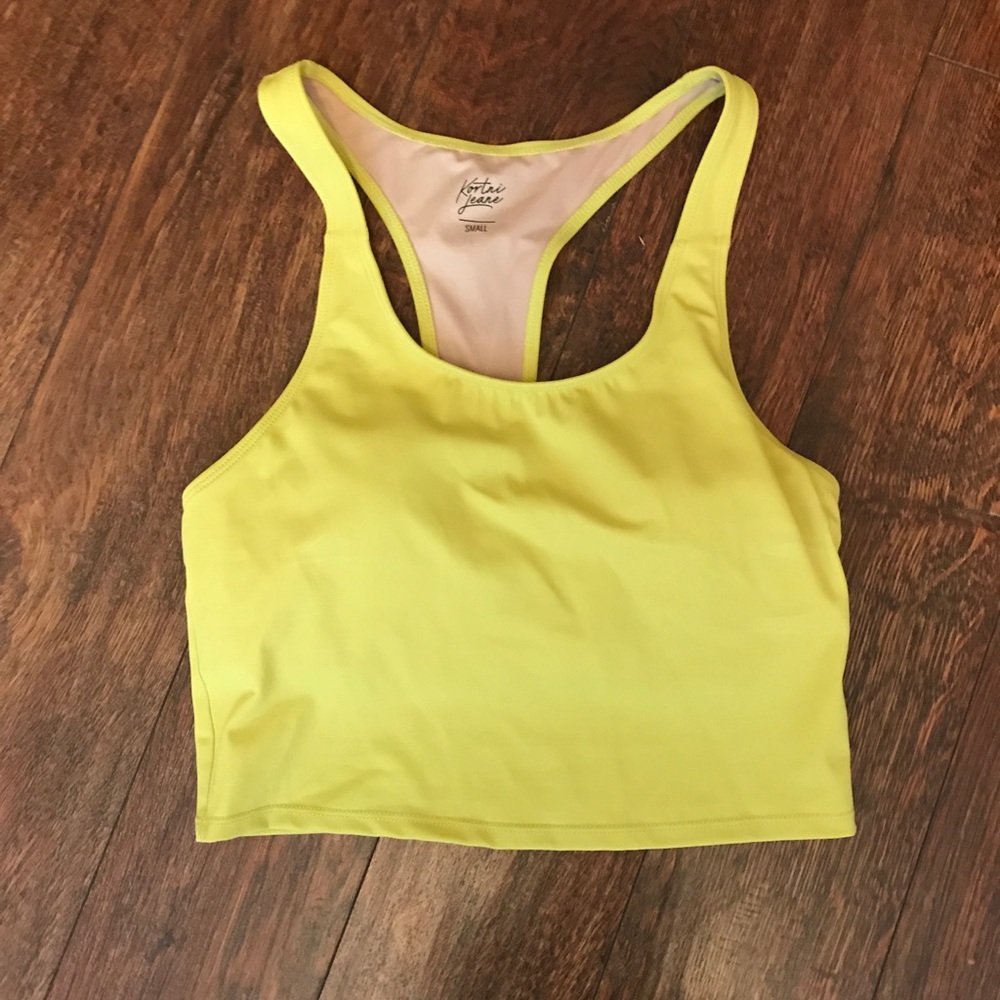 Kortni Jeane Burnt Lime Racer Back top